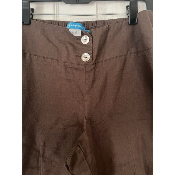 Fresh Produce Brown Beach Linen Blend Pants Women Size Medium - Picture 2 of 6